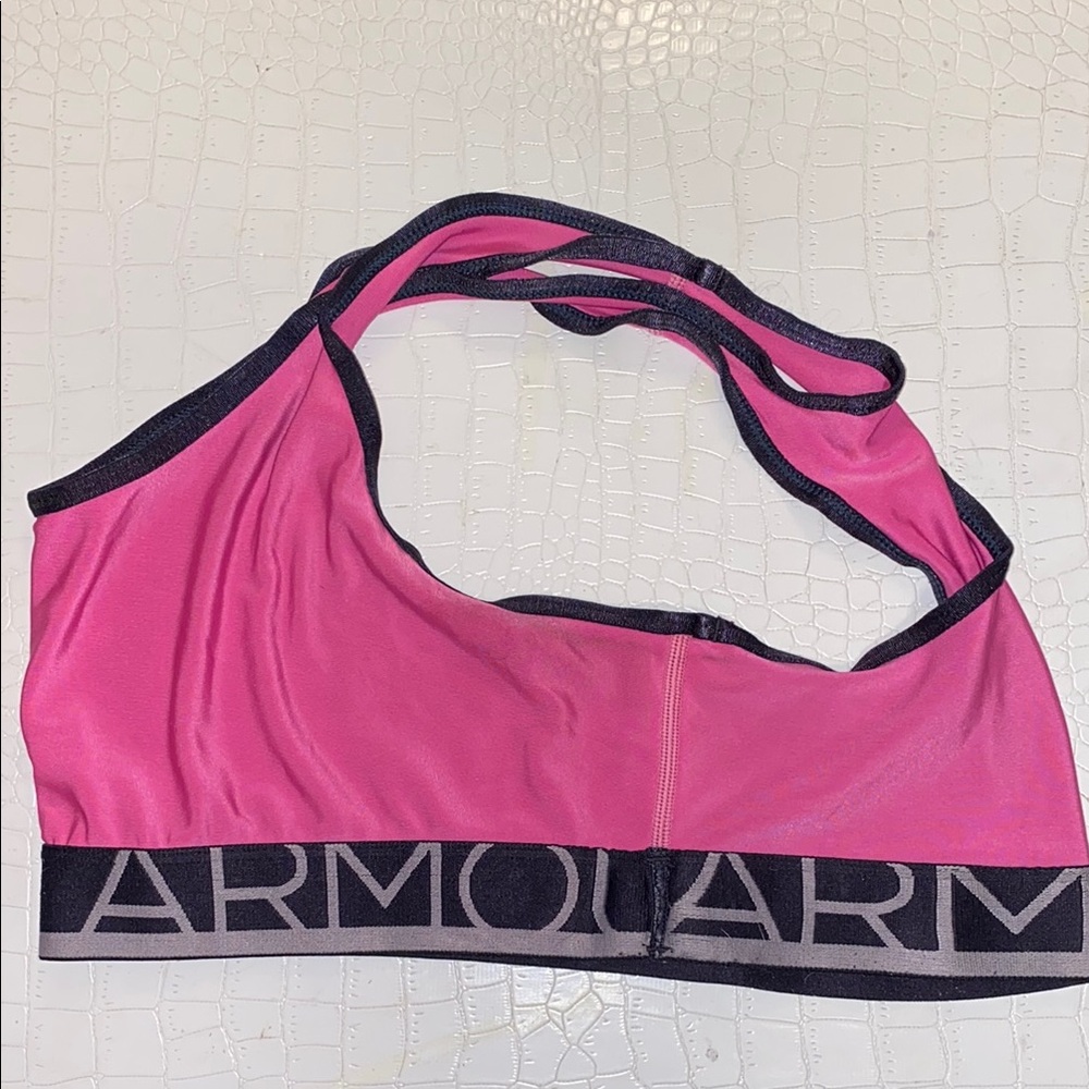 Under Armour Small Pink and Black Sports Bra with Racerback Design - Picture 5 of 6